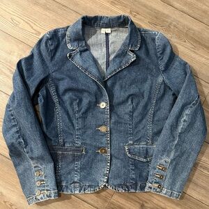 Y2K St. John’s Bay Denim Blazer Jacket Womens Medium Early 2000s Jean Jacket